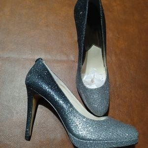 Michael Kors Women's Ombre Platform Pumps Heels Size 9m Glitter Silver/Charcoal